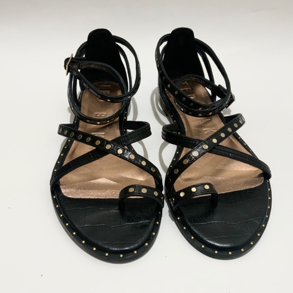 Ted Baker Mathar Black Croc Leather Ankle Strap Studded Gladiator Sandals 9 39.5 - Picture 11 of 16